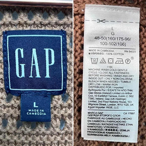 gap | textured button-front cardigan haystack brown l - Picture 10 of 13